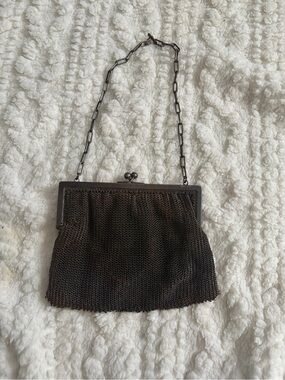 Vintage Metal Mesh Evening Bag - Black/Bronze